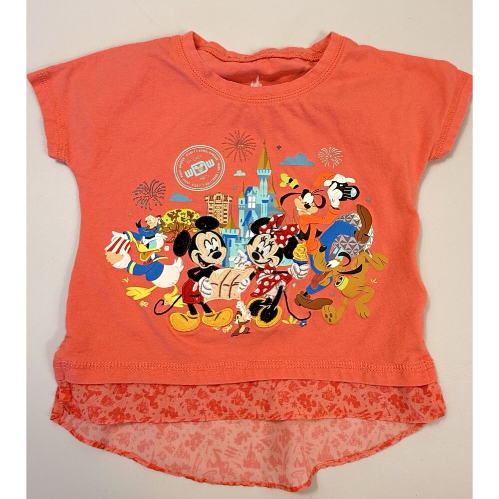 Disney Parks Girls Mickey Mouse Magic Kingdom T-Shirt XXS 2/3 Embroidered Minnie